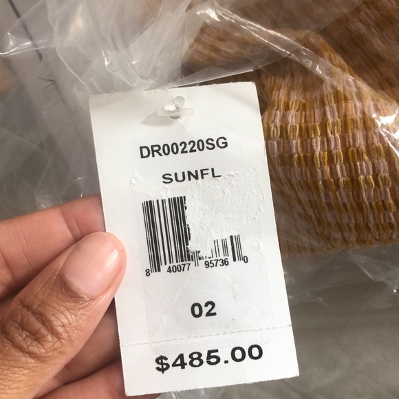 RHODE Ginny tie front  cut out plaid  women’s midi dress sunflower size 2 NWT - Picture 8 of 11